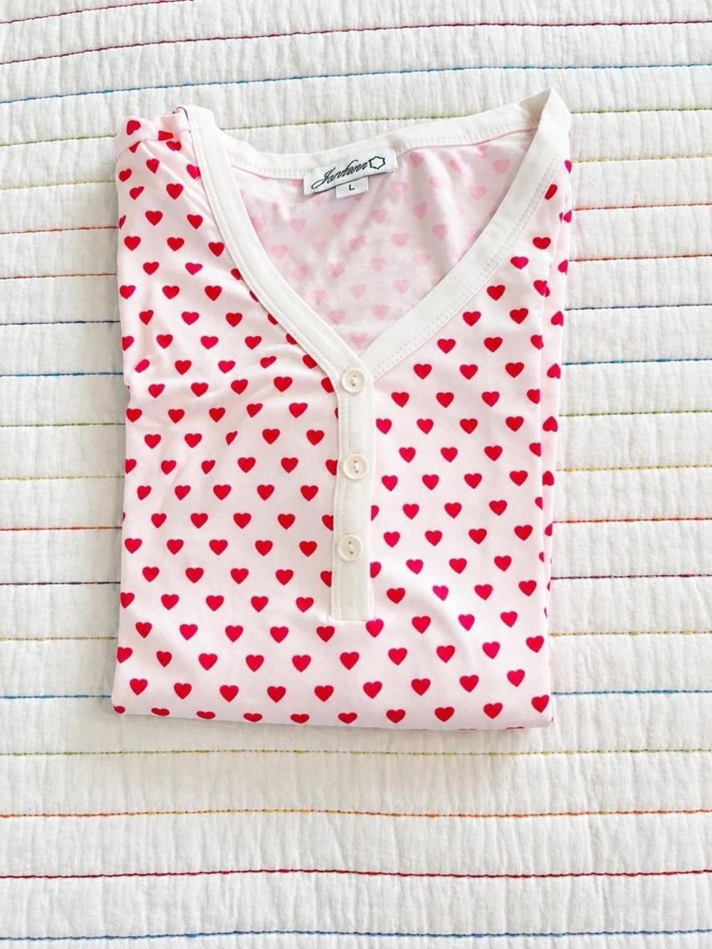Pink Heart-Print Kids Pajama Set with matching jogger bottoms